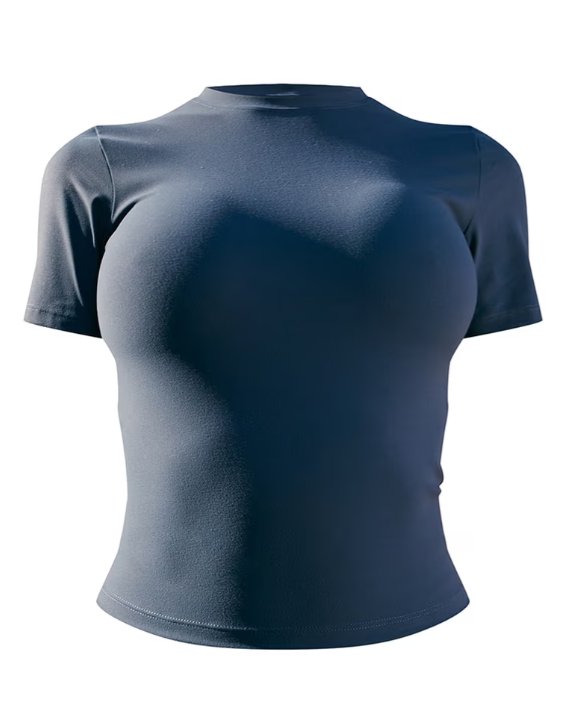 Plt - Midnight Blue Sculpt Longline Short Sleeve Gym Top