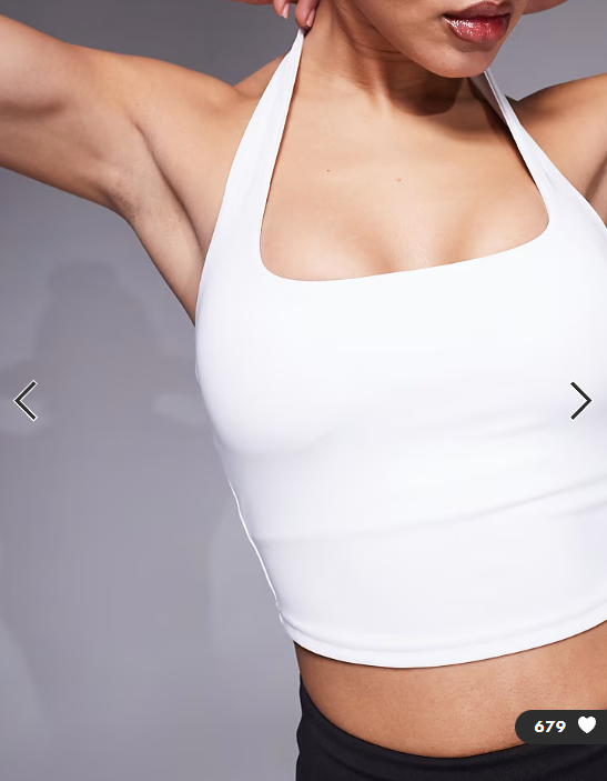 4505 halter neck performance vest with inner bra in white