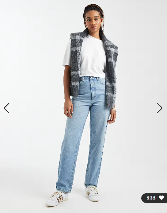 ASOS DESIGN Tall high rise relaxed mom jeans in mid blue