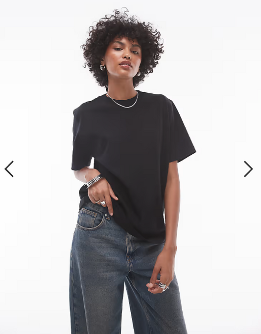 Topshop premium basic short sleeve tee in black