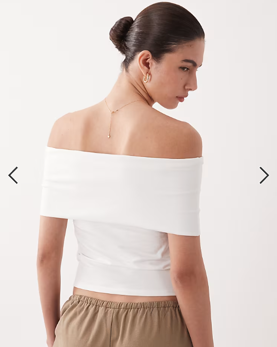 ASOS DESIGN off the shoulder fold over top in white