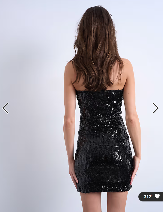 Topshop sequin bandeau mini dress in black