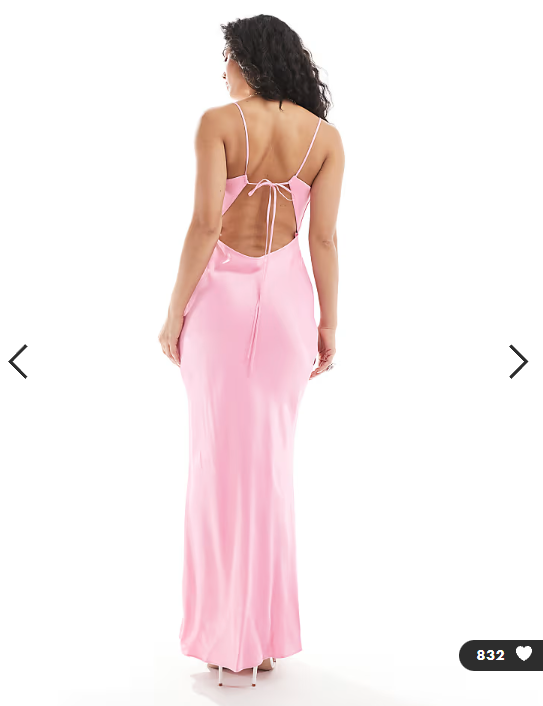 ASOS DESIGN satin tie back maxi dress in pink