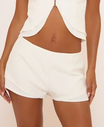 Ego - Sleeveless Hook And Eye Double Layer Detail Top In White