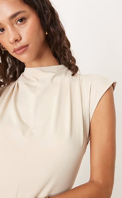 ASOS DESIGN premium drape front midi dress in black