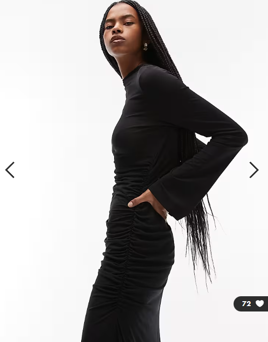 & Other Stories high neck long sleeve soft twisted midi dress in black