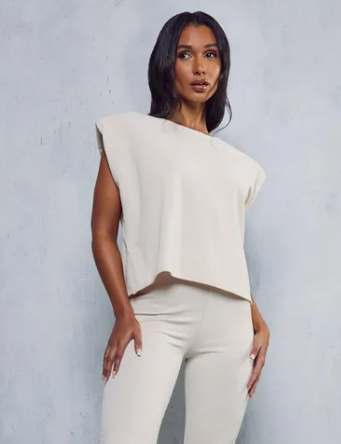 Ribbed Boxy Side Split Top
