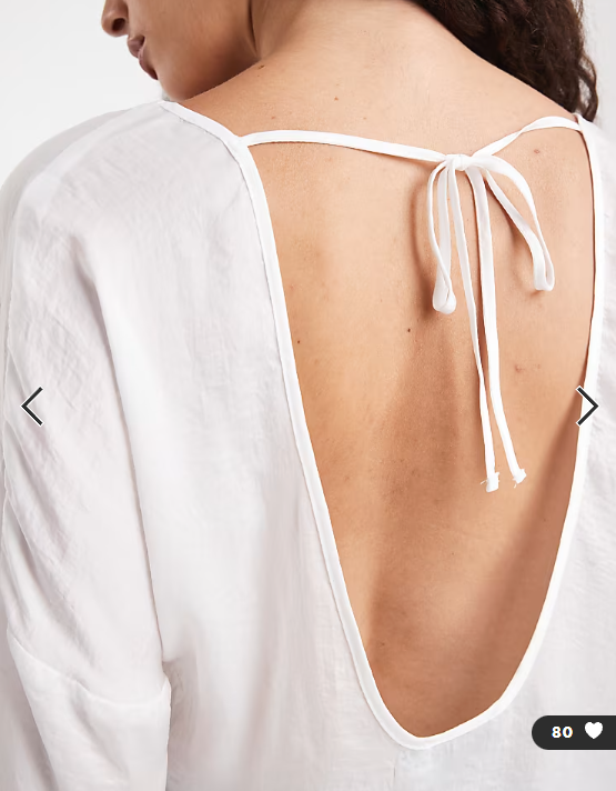 ASOS DESIGN long sleeve scoop detail blouse