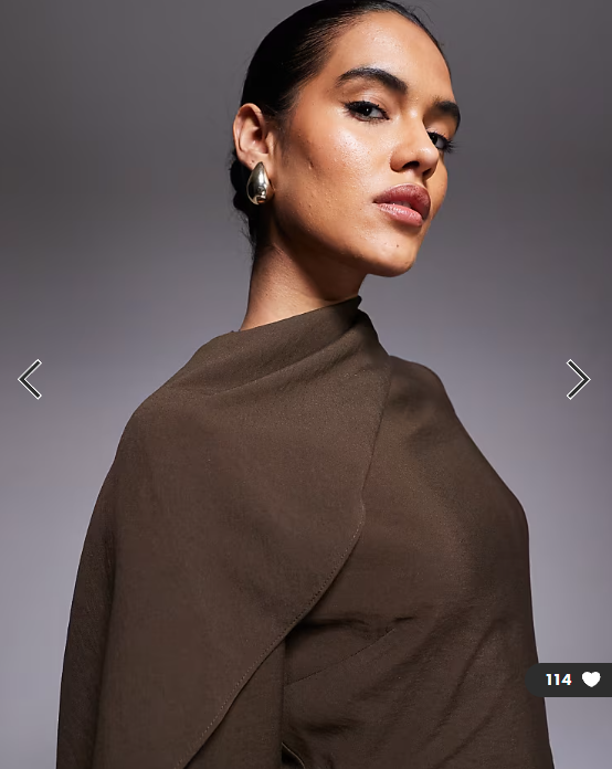 ASOS DESIGN long sleeved scarf detail maxi dress in chocolate