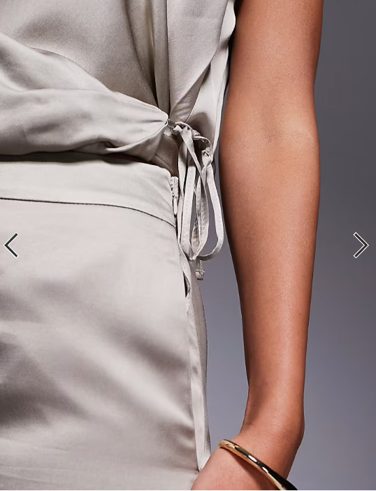 ASOS DESIGN satin co-ord trouser in champagne