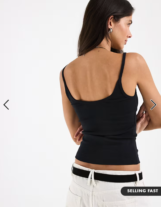 ASOS DESIGN scoop neck cami with elastic straps in black