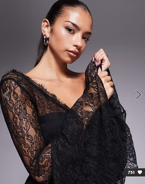 ASOS DESIGN corset detail jumpsuit with lace ruffle sleeves in black