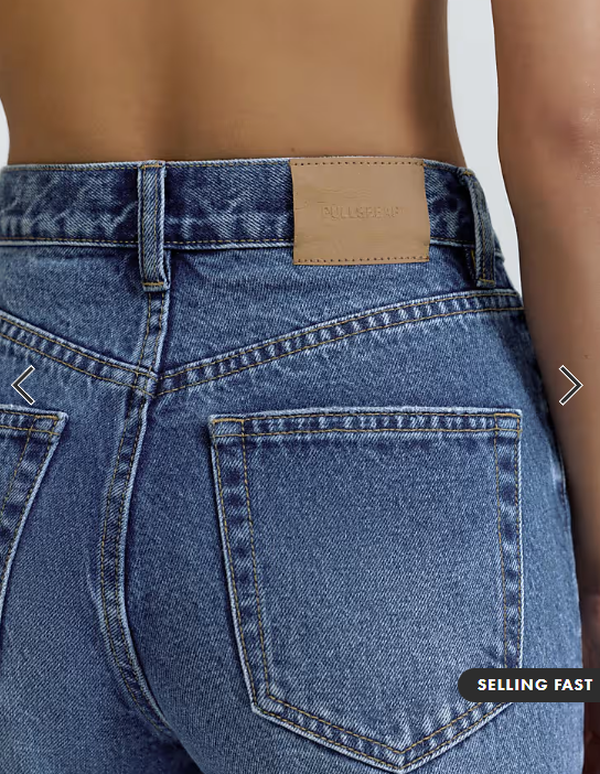 Pull&Bear Petite high-waist mom fit jeans in dark blue