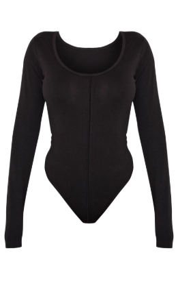 Shape Black Cotton Scoop Neck Seam Bodysuit