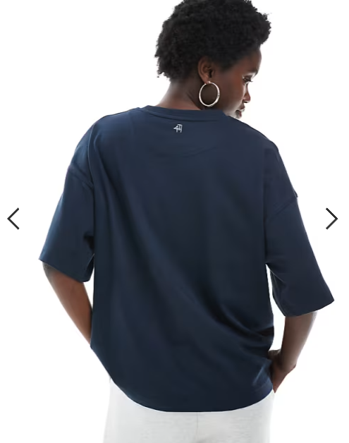 4th & Reckless embroidered script logo oversized t-shirt in navy