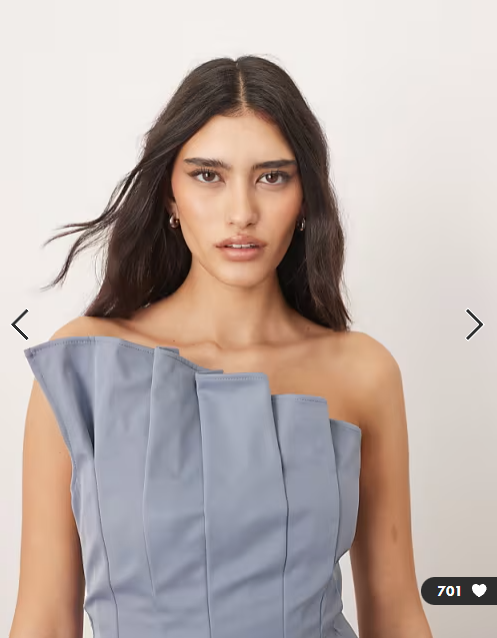 Arrange - structured pleat corset midi dress in light blue
