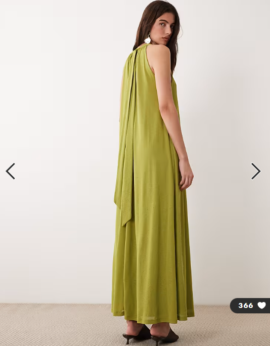 ASOS DESIGN tie detail trapeze mesh dress in olive