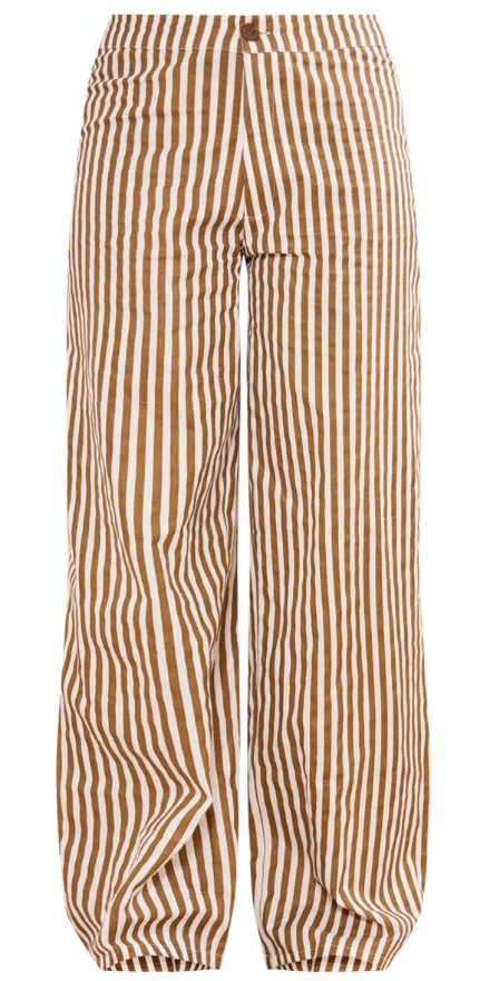 Plt - Olive Stripe Linen Look High Waisted Tailored Trousers