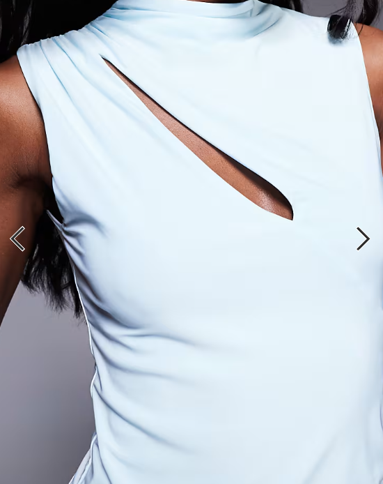ASOS DESIGN slinky slash cut out top in pastel blue