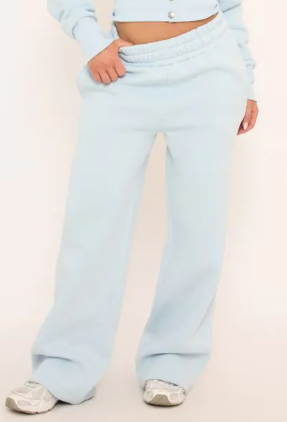 Elasticated Waist Wide Leg Joggers In Blue