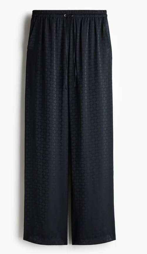 H&M Wide Drawstring Pants- black