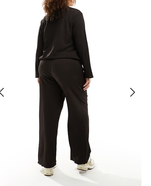 Vero Moda Curve textured jersey trouser co-ord in deep brown