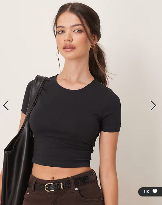 ASOS DESIGN fitted crop t-shirt in black
