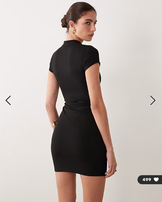 ASOS DESIGN mandarin collar cap sleeve with split detail mini dress in black