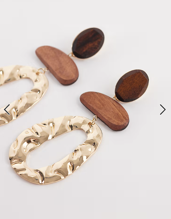 ALDO oaklynn molten drop earring in gold and wood effect
