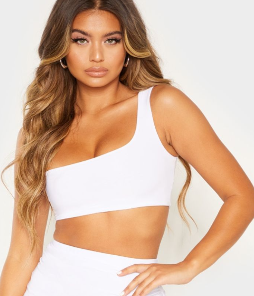 White Slinky One Shoulder Crop Top