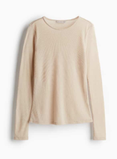 H&M - Light Beige Sheer Jersey Top
