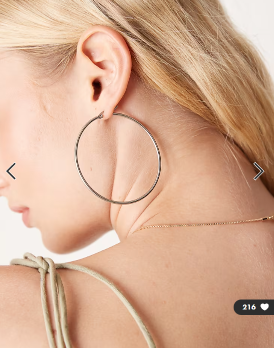 Lost Souls stainless steel 60mm hoop earrings in silver