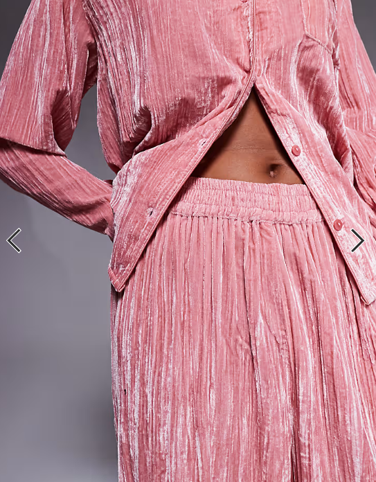 ASOS DESIGN velvet texture pyjama set in pink