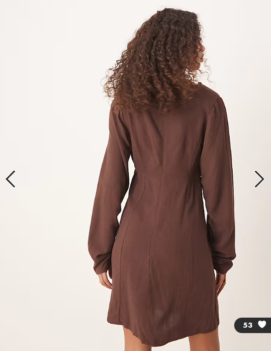 ASOS DESIGN linen blend cocoon sleeve mini dress in chocolate