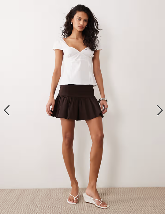 Motel Uliva - cap sleeve corset poplin top in white