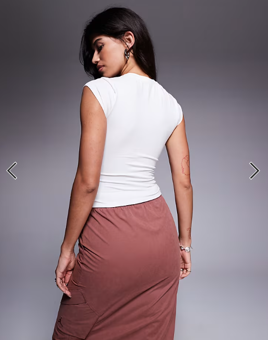 ASOS DESIGN drape gathered detail short sleeve top in ivory