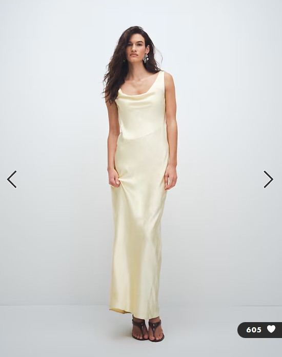 4th & Reckless satin cowl neck lace back maxi dress in lemon