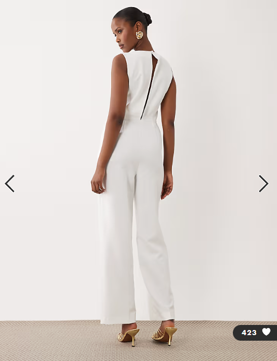 Vila sleeveless woven jumpsuit with keyhole back in white