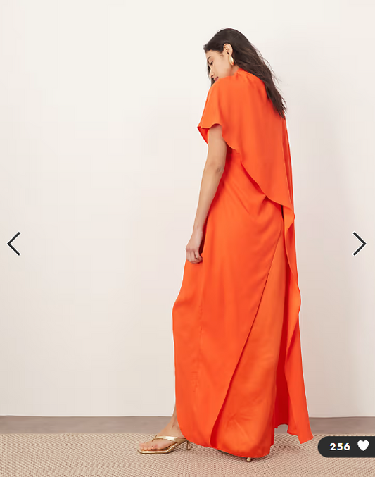 ARRANGE asymmetric caped maxi dress in red