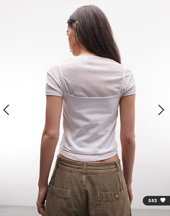 COLLUSION short sleeve double layer white tshirt