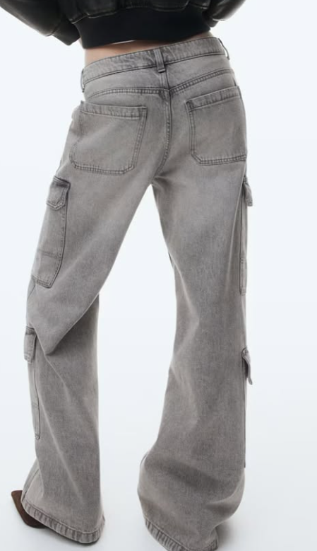 H&M - DENIM CARGO PANTS - Taupe
