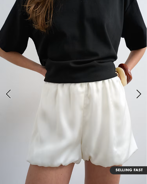 Topshop satin bubble shorts in ivory