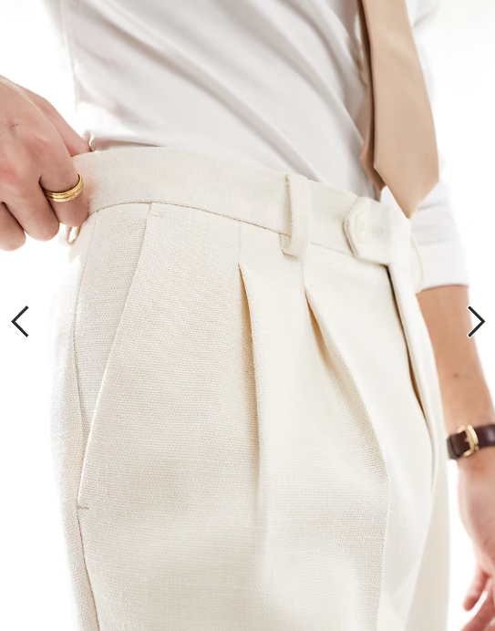 ASOS DESIGN smart tapered fit trousers in ecru textured fabric