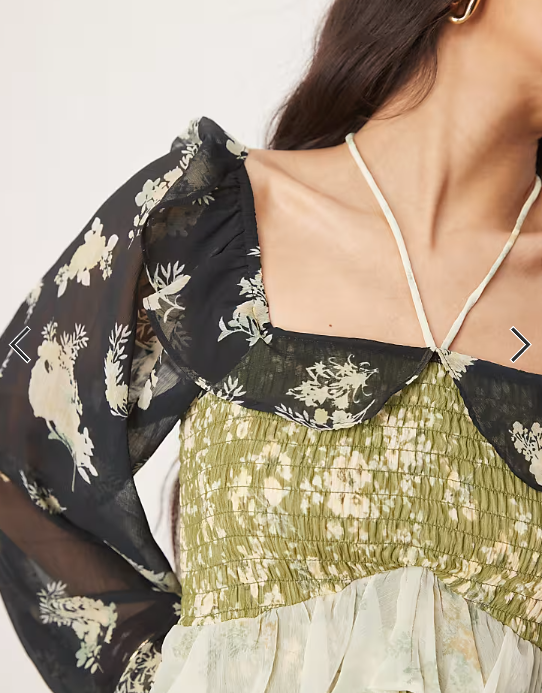 ASOS DESIGN halter neck frill mini dress in mixed ditsy print