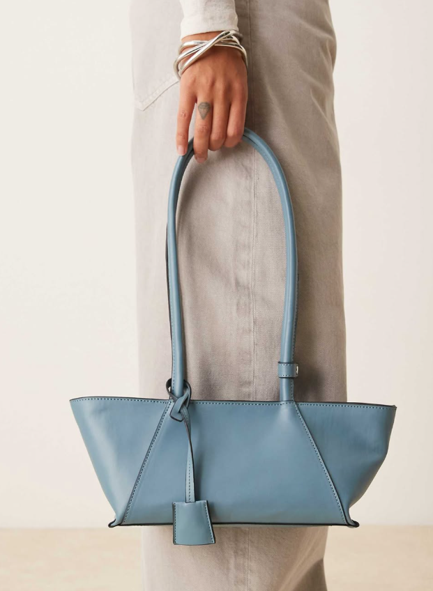 Asos - elongated shoulder bag with seam detail in dusty blue