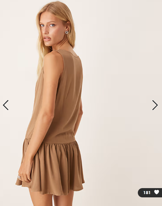 ASOS DESIGN linen blend drop waist mini dress in mocha