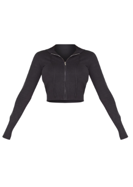 Shape Black Knit Zip Through Jacket