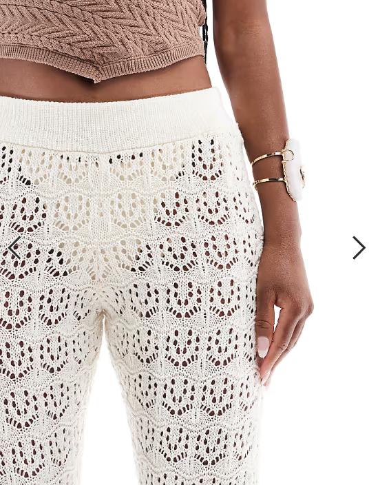 Miss Selfridge beach crochet trouser in cream