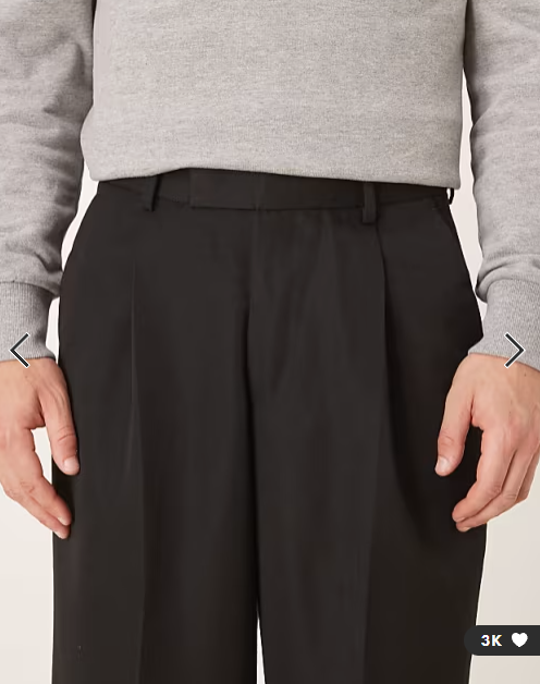 ASOS DESIGN smart pleated loose leg trousers in black