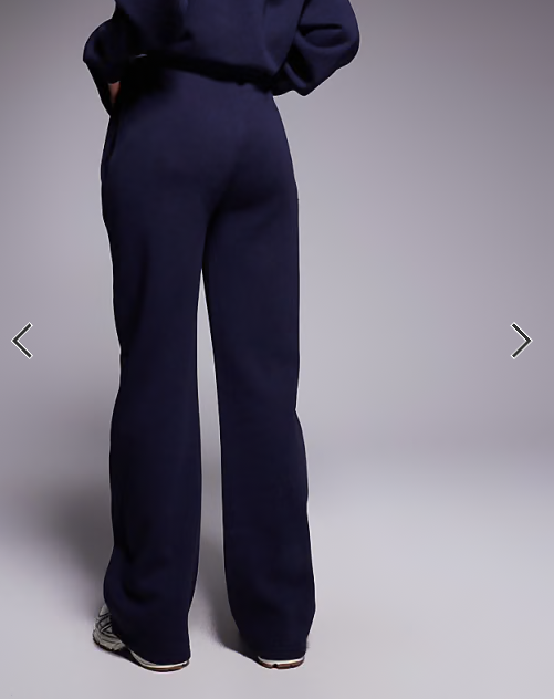 Kaiia cotton rich contrast logo waistband wide leg jogger co-ord in navy
